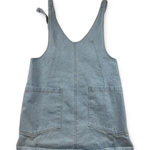 Sewn & Seen Women’s Light Wash Denim Overall Dress Size Medium Adjustable Straps